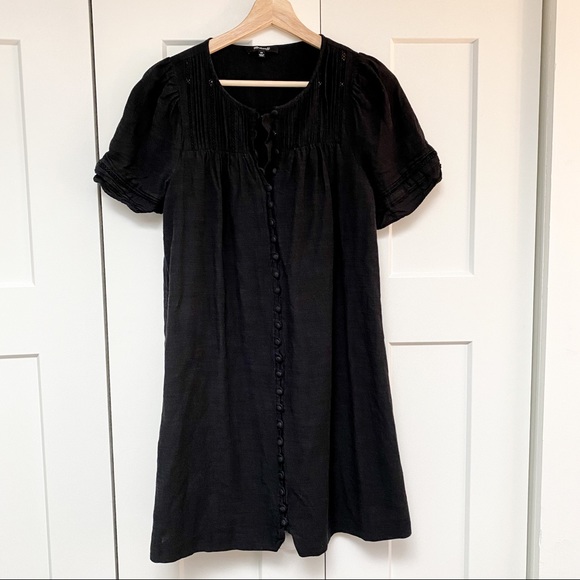 Madewell Pleated Botton Front Shift Dress black size XS - Picture 4 of 11